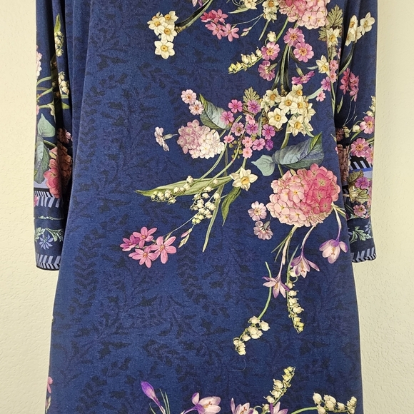 Johnny Was Willowa Polo Tunic Dress Size M Floral Boho Button Front Bamboo Blend - Picture 8 of 11